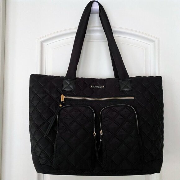 Joan & David Large 21" Quilted Nylon Zip Travel Tote Travel Bag - Black - Picture 2 of 7